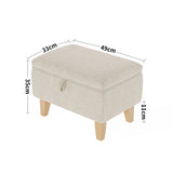2-in-1 Linen Storage Organizer Ottoman Footstool with Cushion and Rubberwood Legs