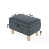 2-in-1 Linen Storage Organizer Ottoman Footstool with Cushion and Rubberwood Legs