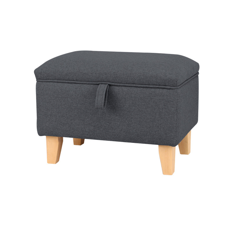 2-in-1 Linen Storage Organizer Ottoman Footstool with Cushion and Rubberwood Legs