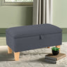 2 in 1 Linen Storage Organizer Ottoman Footstool with Hinged Lid Wooden Legs
