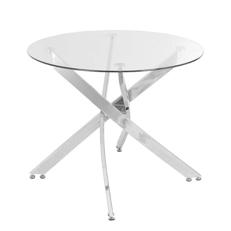 Modern Round Glass Coffee Table with Chrome Legs