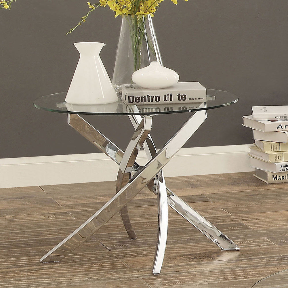 Modern Round Glass Coffee Table with Chrome Legs