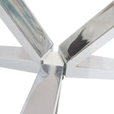 Round Tempered Glass Dining Table with Chrome Base Modern Small Dining Table