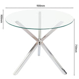 Round Tempered Glass Dining Table with Chrome Base Modern Small Dining Table