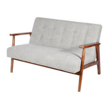 Tufted Fabric Sofa with Wooden Frame Modern Grey Upholstered 2 Seater Couch