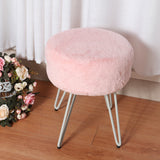 Round Plush Vanity Stool Padded Seat Metal Legs Dressing Table Chair