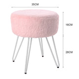 Round Plush Vanity Stool Padded Seat Metal Legs Dressing Table Chair