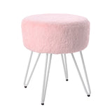 Round Plush Vanity Stool Padded Seat Metal Legs Dressing Table Chair