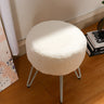 Round Plush Vanity Stool Padded Seat Metal Legs Dressing Table Chair