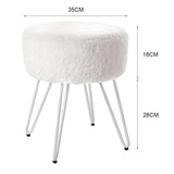 Round Plush Vanity Stool Padded Seat Metal Legs Dressing Table Chair