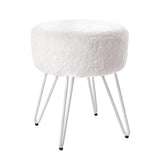 Round Plush Vanity Stool Padded Seat Metal Legs Dressing Table Chair