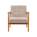Solid Wood Frame Button Tufted Fabric Armchair Comfortable Seating