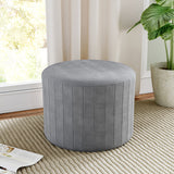 Round Flannel Footstool Modern Striped Ottoman Seat