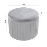 Round Flannel Footstool Modern Striped Ottoman Seat