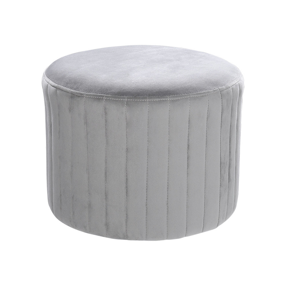 Round Flannel Footstool Modern Striped Ottoman Seat