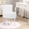 Elegant Shaggy Plush Vanity Stool with Low Back with Wooden Legs