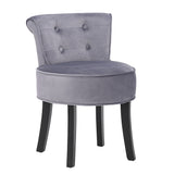 Velvet Buttoned Vanity Chair with High Backrest and Anti Slip Wooden Legs