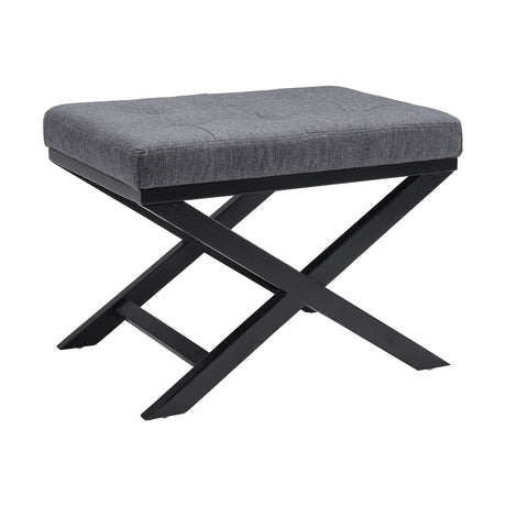 Linen Upholstered Footstool X Leg Design Multi Purpose Home Seat