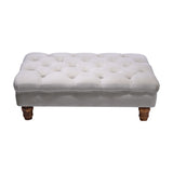 Velvet Oottoman Button Tufted Wide Seat Footstool with Wood Legs