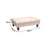 Velvet Oottoman Button Tufted Wide Seat Footstool with Wood Legs