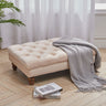Velvet Oottoman Button Tufted Wide Seat Footstool with Wood Legs