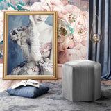 Hexagonal Velvet Footstool Lightweight Extra Seat