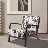 Black White Spots Velvet Armchair Modern Accent Chair High Back Comfortable Seating