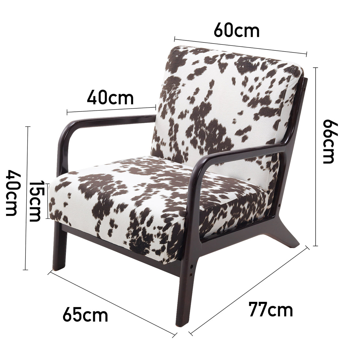 Black White Spots Velvet Armchair Modern Accent Chair High Back Comfortable Seating