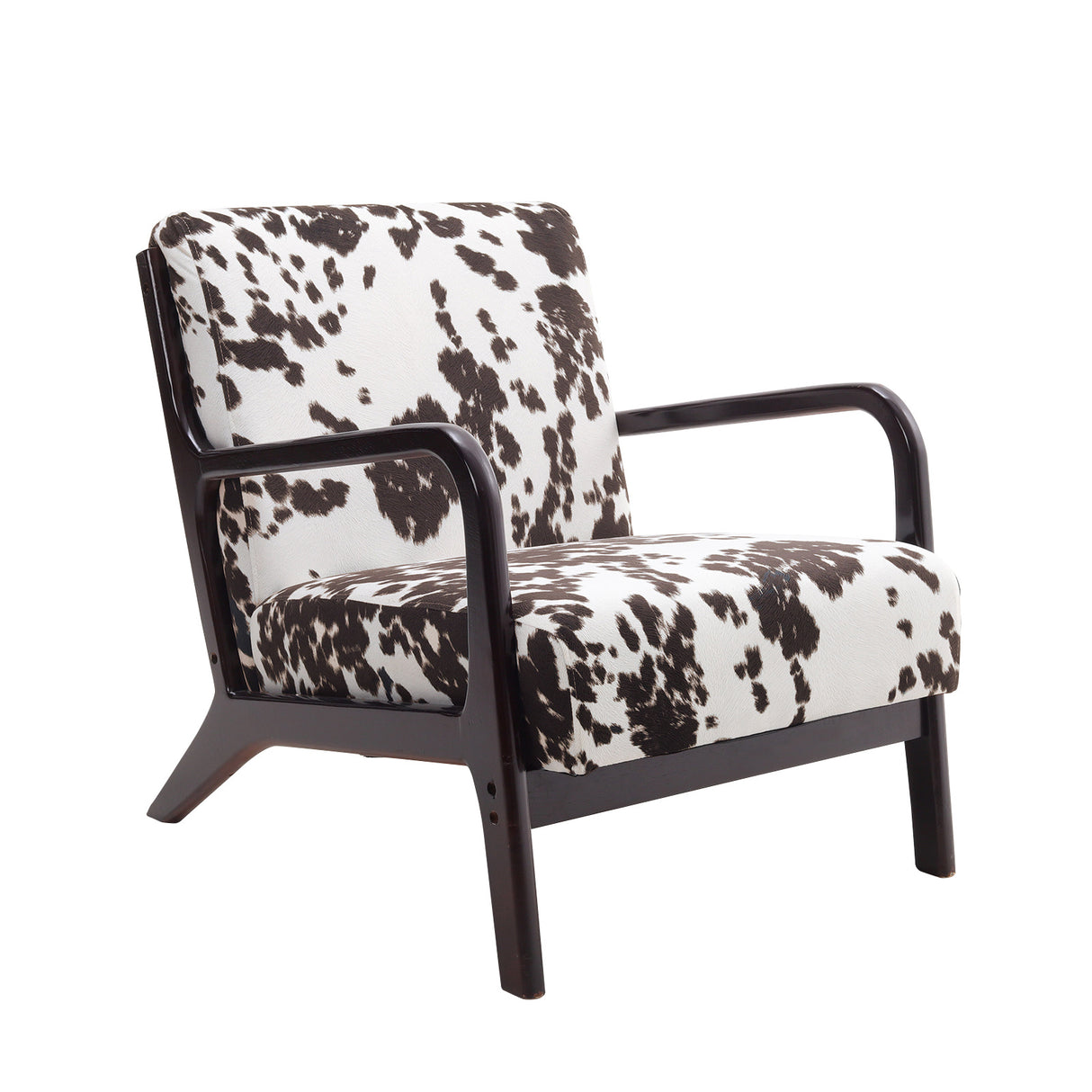 Black White Spots Velvet Armchair Modern Accent Chair High Back Comfortable Seating