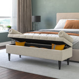 Luxury Flip Top Storage Bench with Hidden Compartment Plush Velvet Extra Seating