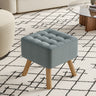 Linen Footstool Seat Square Pine Wooden Leg Cushioned