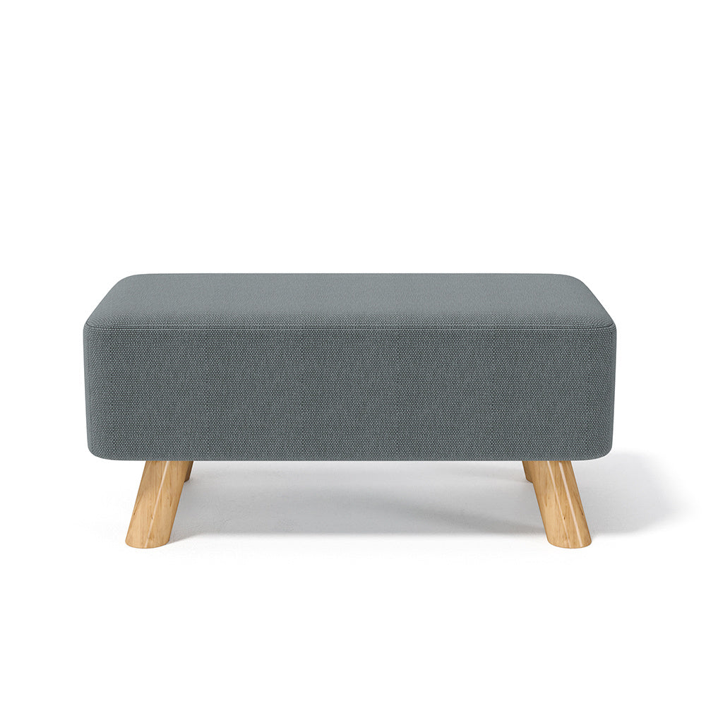 Linen Footstool with Wooden Legs Washable Cover Shoe Changing Seat
