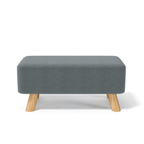 Linen Footstool with Wooden Legs Washable Cover Shoe Changing Seat