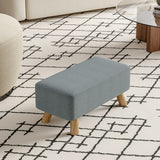Linen Footstool with Wooden Legs Washable Cover Shoe Changing Seat
