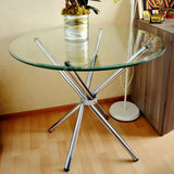 Modern Tempered Small Round Glass Dining Table with 4 Chrome Legs