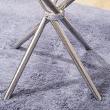 Modern Tempered Small Round Glass Dining Table with 4 Chrome Legs