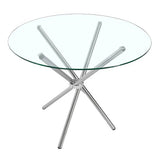 Modern Tempered Small Round Glass Dining Table with 4 Chrome Legs