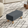 Tofu Shape Oak Wood Linen Footstool with Wooden Legs