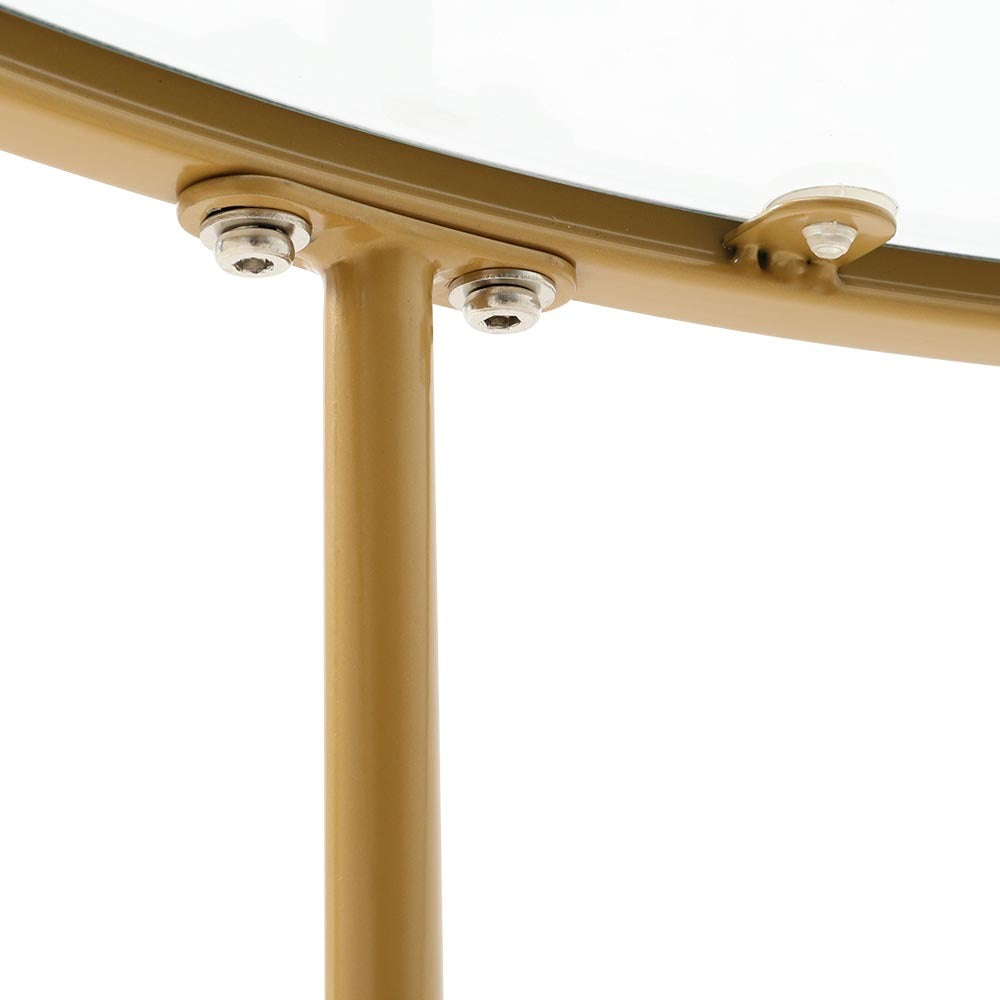 Modern Round Coffee Table Tempered Glass Top Metal Base Living Room Table