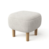 Modern Fabric Footstool Rubberwood Stool with Wooden Legs