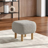 Modern Fabric Footstool Rubberwood Stool with Wooden Legs