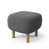 Modern Fabric Footstool Rubberwood Stool with Wooden Legs