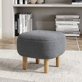 Modern Fabric Footstool Rubberwood Stool with Wooden Legs
