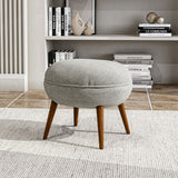Oval Linen Footstool with Rubberwood Legs Lightweight Extra Seat