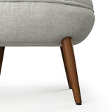 Oval Linen Footstool with Rubberwood Legs Lightweight Extra Seat