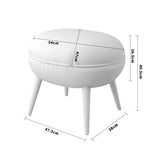 Oval Linen Footstool with Rubberwood Legs Lightweight Extra Seat