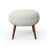 Oval Linen Footstool with Rubberwood Legs Lightweight Extra Seat