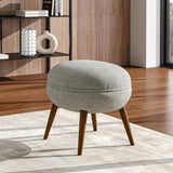 Oval Linen Footstool with Rubberwood Legs Lightweight Extra Seat