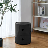 2 Tier Cylindrical Drawer Storage Unit Bedside Table