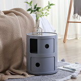 2 Tier Cylindrical Drawer Storage Unit Bedside Table